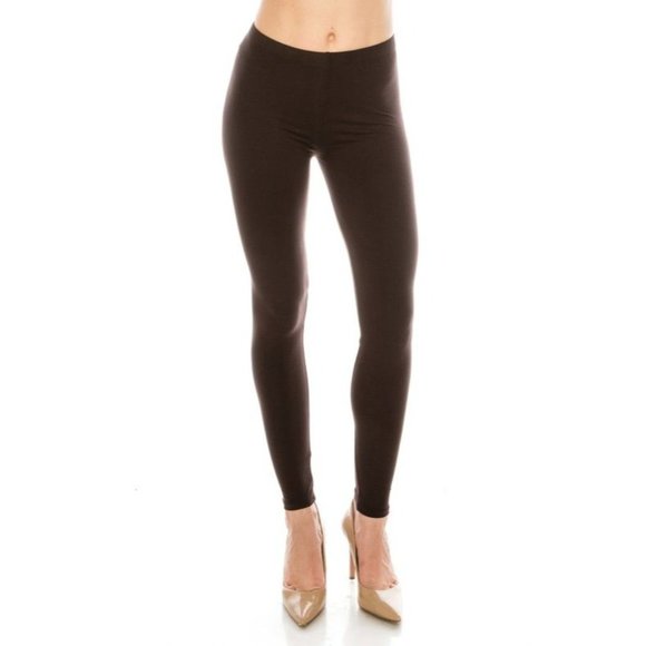 One Size Women's Comfort Stretch Soft Solid Print 3" High Waist Active BROWN - Picture 2 of 2